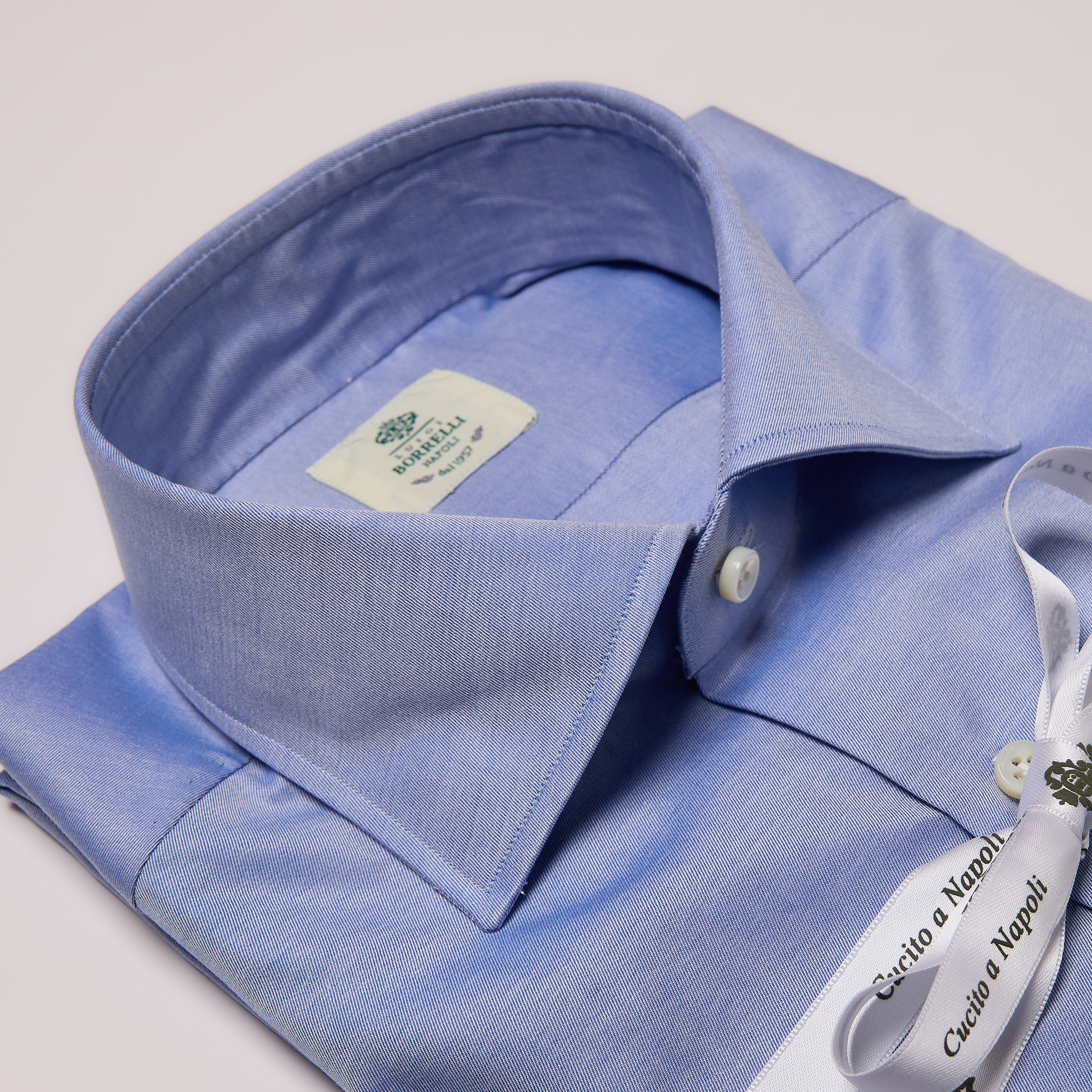 CAMICIA TWILL - AZZURRO - LUIGI BORRELLI - NAPOLI - Luigi Borrelli